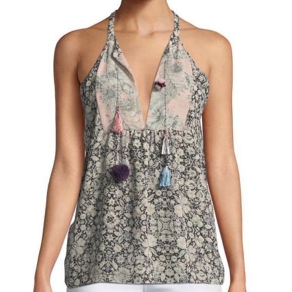 Misa Los Angeles Charleen Pom Pom Tank Top Size Small Casual Summer Floral - Picture 1 of 7
